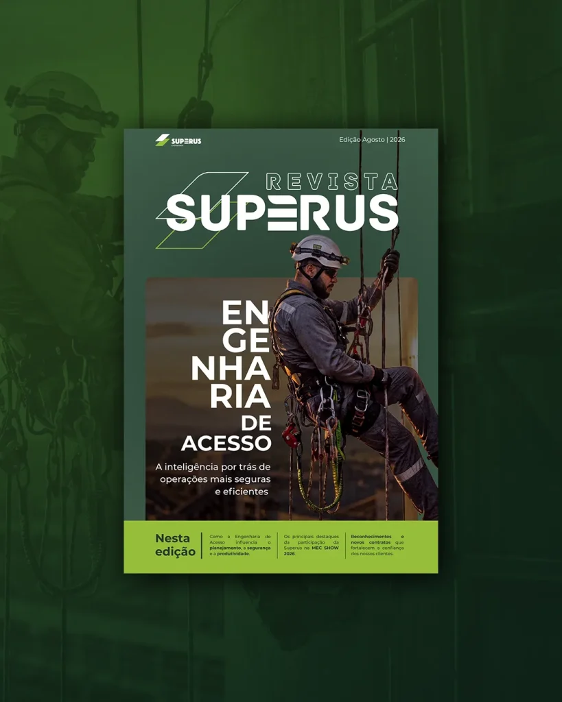 Capa revista superus engenharia - agosto 2026 - Tema: Engenharia de acesso na manutenção industrial